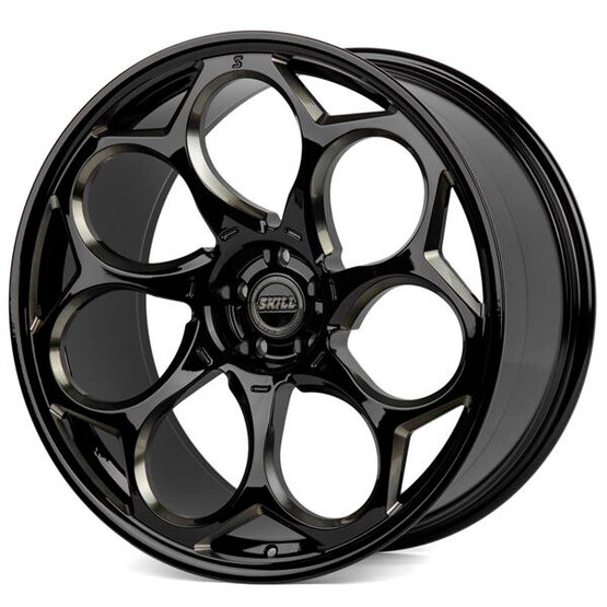 Диск Skill Sl516 18x9 6x139.70 ET45 DIA95.10 ЧЁРНЫЙ ГЛЯНЦЕВЫЙ + ПОЛИРОВАННЫЕ СПИЦЫ