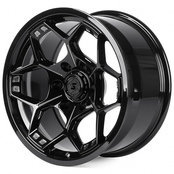 Диск Skill Sv310-Cs382 18x9 6x139.70 ET0 DIA77.80 ЧЁРНЫЙ ГЛЯНЦЕВЫЙ + ПОЛИРОВАННЫЕ СПИЦЫ + ЛАК SK51