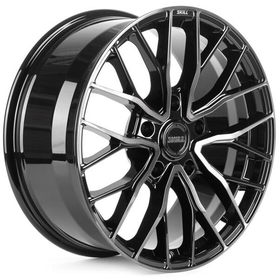 Диск Skill Sl509-Sl221 20x9 5x150 ET45 DIA110.10 ЧЁРНЫЙ ГЛЯНЦЕВЫЙ + ПОЛИРОВАННЫЕ СПИЦЫ